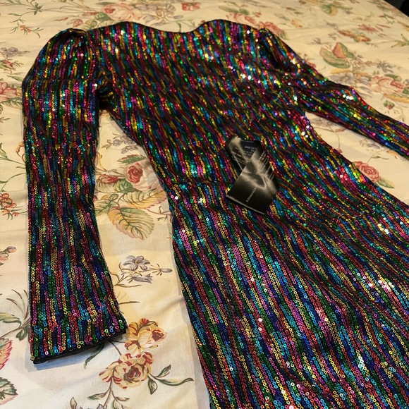 Rainbow sequin Taylor Swift style party dress by BCBG Maxazria size xxs - Picture 7 of 8